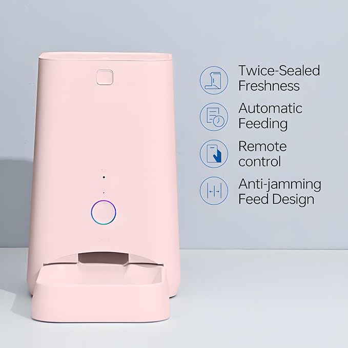 DOGNESS 6L Smart Feeder, Wi-Fi Enabled Pet Feeder for Cat and Dog, Smartphone App for iOS and Android, Portion Control, Fresh Lock System Auto Food Dispenser Pink-PawvioPets