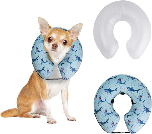 CuteBone Inflatable Dog Donut Collar with Removable Soft Fleece Covers for Small/Medium/Large Dogs and Cats After Surgery GWB05M-PawvioPets
