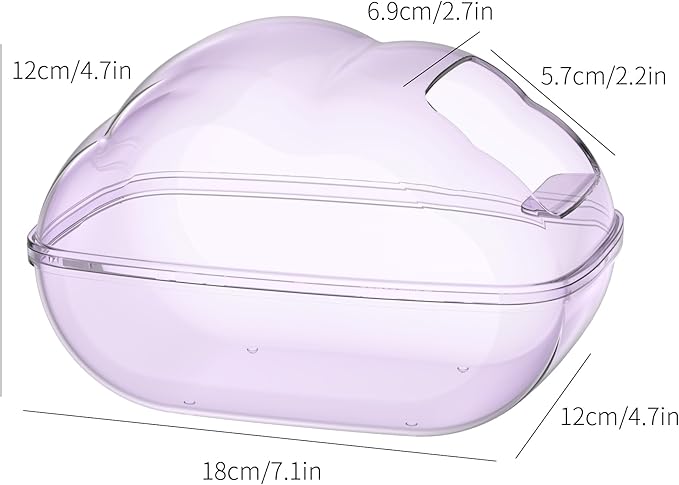 BUCATSTATE Sand Bath Container for Hamster Transparent Toilet with Scoop Set Dust Bath Sandbox Cage Accessories for Small Animals(Purple, Large)-PawvioPets