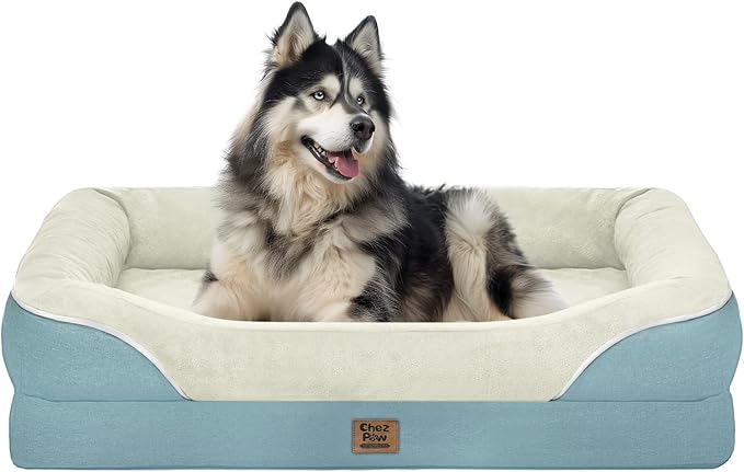 Washable Orthopedic Large Dog Bed - Dog Beds Large Sized Dogs with Removable Cover Waterproof Orthopedic XL Pet Bed with Bolster-PawvioPets