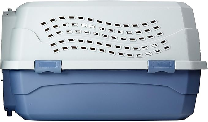 Amazon Basics 2-Door Top-Load Hard-Sided Dogs, Cats Pet Travel Carrier, Gray & Blue, 22.8"L x 15.0"W x 13.0"H-PawvioPets