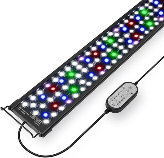 Aquarium Light,18W 24/7 Natural Mode,9 Light Modes(Water Grass Mode & 7 Colors & Cycle),Adjustable Timer and 7 Color Brightness - with Expandable Mounting Bracket for 18~24IN Fish Tank-PawvioPets