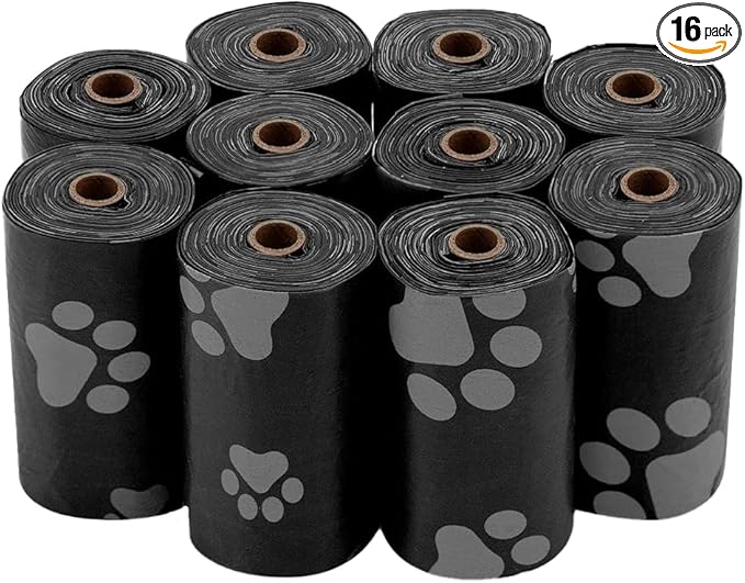 Best Pet Supplies Dog Poop Bags (240 Bags) for Waste Refuse Cleanup, Doggy Roll Replacements for Outdoor Puppy Walking and Travel, Leak Proof and Tear Resistant, Thick Plastic - Black-PawvioPets