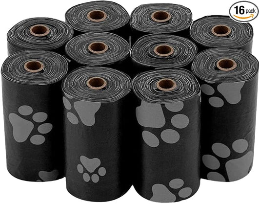 Best Pet Supplies Dog Poop Bags (240 Bags) for Waste Refuse Cleanup, Doggy Roll Replacements for Outdoor Puppy Walking and Travel, Leak Proof and Tear Resistant, Thick Plastic - Black-PawvioPets