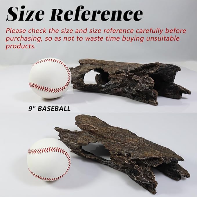 Fish Tank Decorations - Large Aquarium Decorations Air Bubbler Tree Fish House for Betta Hideout Caves Buddha Decor Temple Ruins Arched Betta Fish Accessories Reptile House Shelter Decor (Wood A-M)-PawvioPets