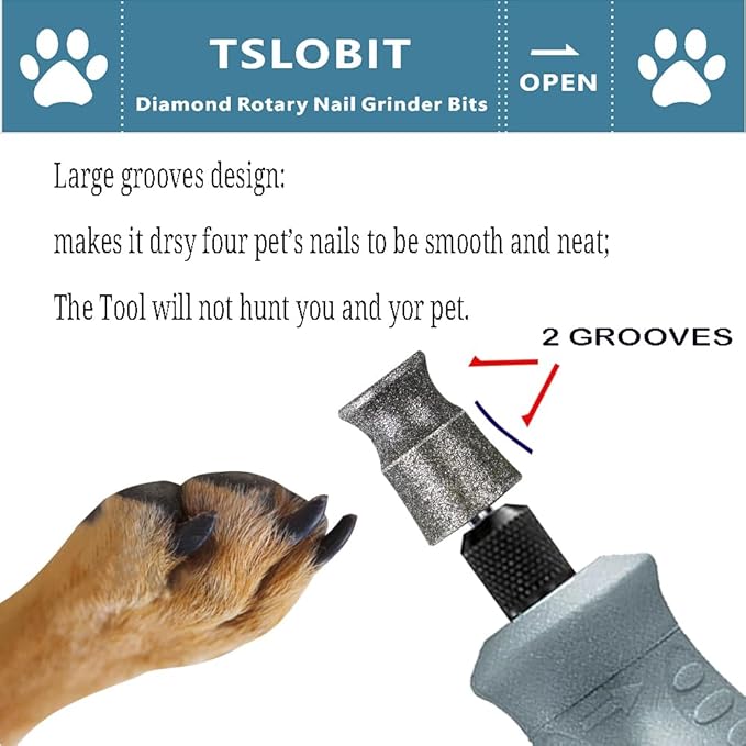 Diamond Dog Nail Grinder Bits for Rotary Tool,1/8" Nail Grinder Attachment for Dremel Grinder Replacement Heads Pets Nail Care Clippers for Medium Large Dogs,2-Pack（Large A&B）-PawvioPets