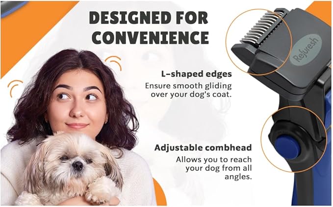 Deshedding Dog Brush for Long Hair (Large,Blue) – Gentle Deshedding tool for Dogs & Cats – Reduces shedding, without damaging topcoat. Removes Loose Fur & Dead Undercoat.-PawvioPets