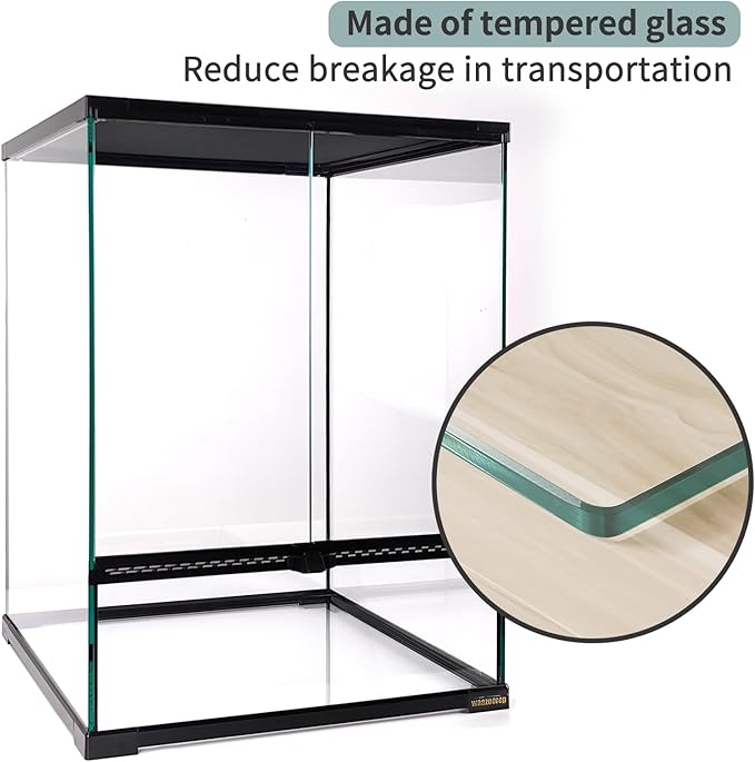30 Gallon Tall Reptile Glass Tank Terrarium 18"x18"x24" Large Habitat Enclosure for Gecko,Lizard,Chameleon,Frog,Snake,No Install Needed and Come with Tank Background-PawvioPets