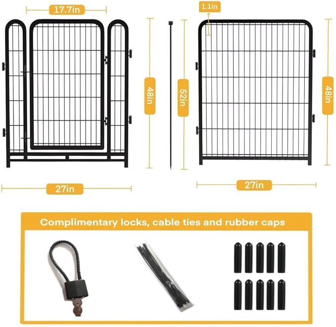 Dog Playpen 48 inch(H) 8 Panels Total 17.7 Ft(L) Dog Fence Outdoor for Yard. Wide Door Low Threshold，Metal Dog Pen Heavy Duty Pet Puppy Exercise Pen for Rv Camping Garden Yard-PawvioPets