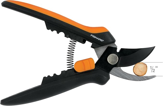 Fiskars Floral Pruning Shears - Plant Cutting Scissors/Garden Clippers For Deadheading and Working with Flowers - Black/Orange-PawvioPets