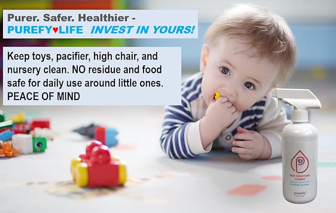 Baby Everything Cleaner (16oz + Concentrate Makes 80oz) Hypoallergenic. Hypochlorous Technology. No Residue. Unscented. No Rinse. Baby Safe cleaner for Toys, Pacifier, High Chair, and Nursery. Fine Spray for Everywhere Everything.-PawvioPets