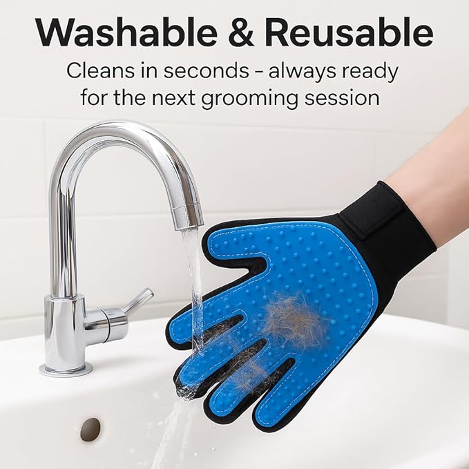 Cat Grooming Glove for Hair Removal – Pet Grooming Glove for Cats – Deshedding Brush Glove for Long Hair Cats – Cat Glove Brush Mitt – Soft Silicone Right Hand Glove – Easy to Clean-PawvioPets