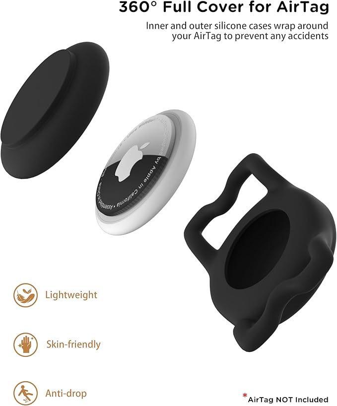 Dog Collar with Waterproof AirTag Holder & Anti-Lost QR Code, Cute Bling Warpping Adjustable Width for Small Medium Large Pet (Black, M)-PawvioPets