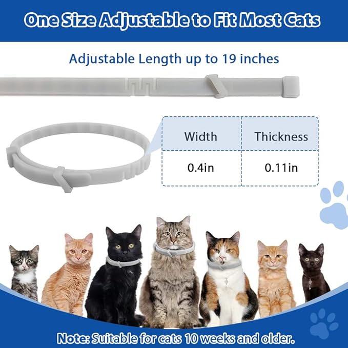 4 Pack Adjustable Flea and Tick Collar for Cats, Natural Plant Oil Formula Cat Flea Collar Provides 32-Month Protection for Flea Tick, Glow-in-The-Dark & Waterproof Cat Flea Treatment for All Cats-PawvioPets