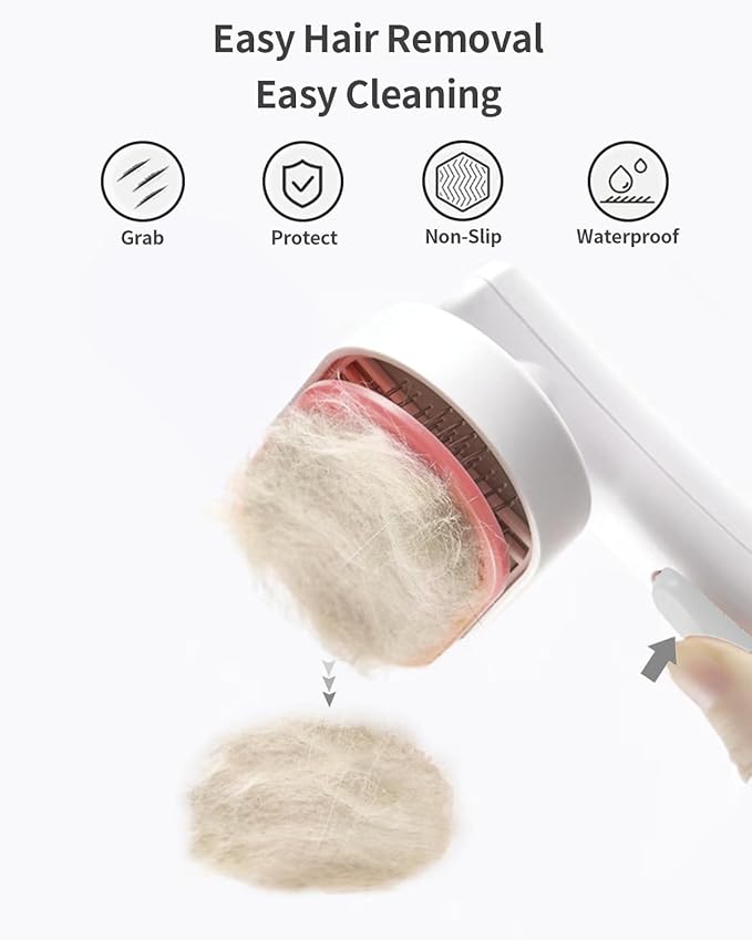 Cat Brush With Release Button - Self-Cleaning Sliker for Indoor Short Cats, Effortless Hair Removal, Gentle on Skin, Grooming for Shedding and Loose Fur-PawvioPets