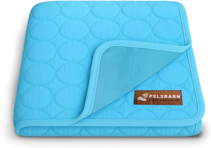 Dog Cooling Mat- Ice Silk Summer Comfort, Self Cooling, Non-Slip Dog Pad, Durable & Washable, Mat for Medium Dogs 50x65 cm, Support Shelter Dogs with Every Purchase (Blue)-PawvioPets