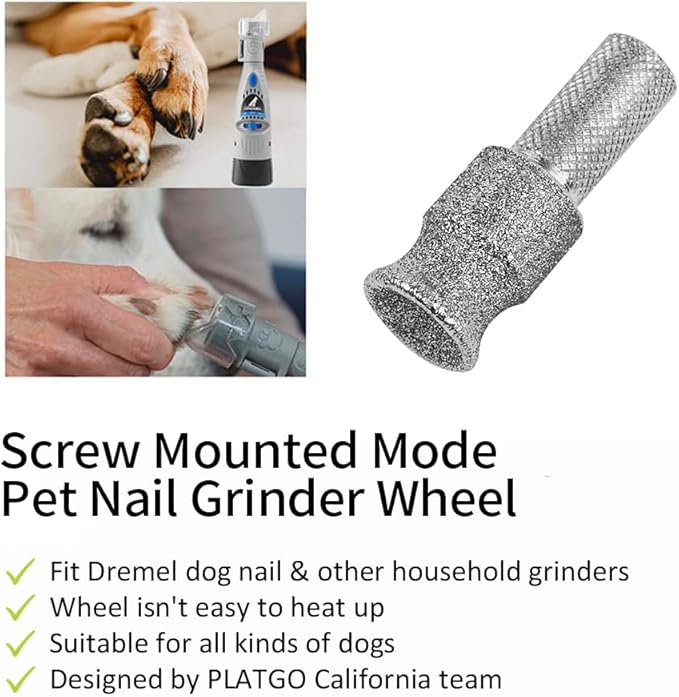 FlashA+60 Diamond Dog Nail for Dremel, Screw-Mounted Mode Nail Dremel Tool for Dogs, Especially Suitable for Long-Haired Dogs, Dremel Polishing Bits, Animals Nail Care & Home Grinder Tools-PawvioPets