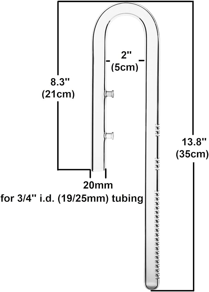 Glass Lily Pipe Set Outflow with Surface Skimmer & Multi-Level Water Intake (20mm for 19/25mm (3/4'' i.d.) tubing)-PawvioPets