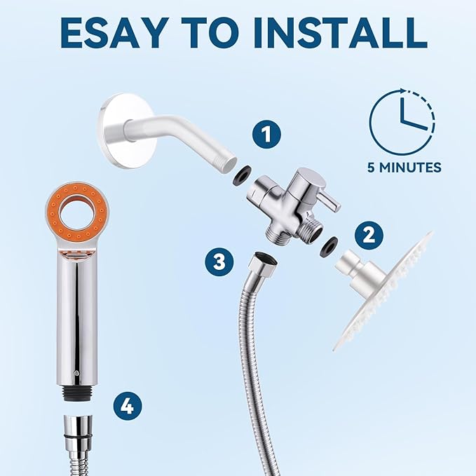 Dog Shower Attachment, 3 Mode Handheld Sprayer with ON/OFF Switch, G1/2" Metal Diverter, 100 Inches Stainless Steel Hose, No Drill Holder, for Pet and Dog Washing in Bathroom-PawvioPets