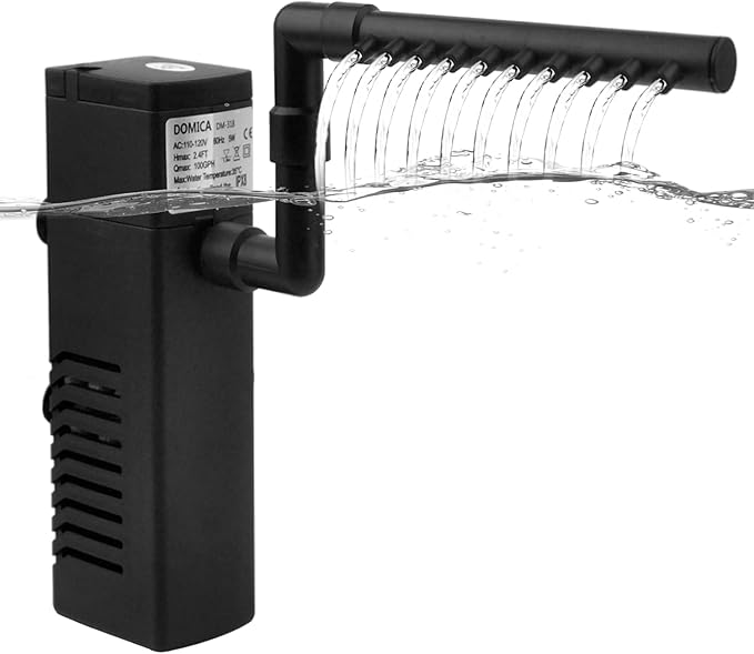 DOMICA Internal Aquarium Filter with Aeration System 100GPH 5W Power Filter for 5 to 15 Gallons Fish Tank, Submersible Fish Tank Filter-PawvioPets