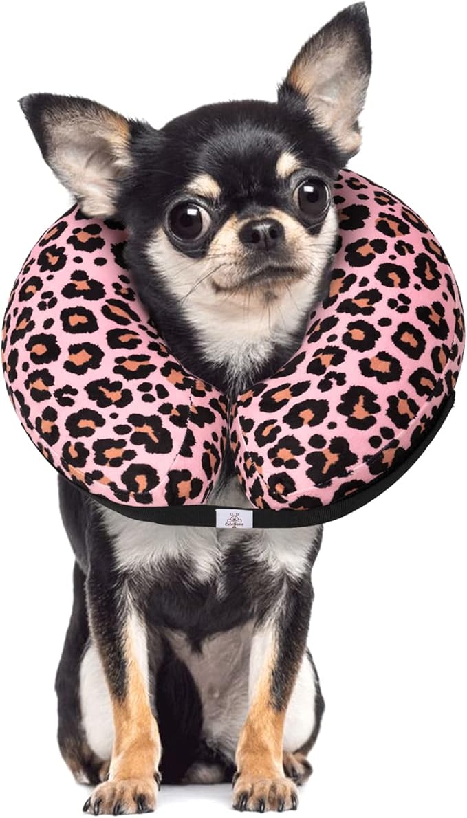 CuteBone Inflatable Dog Donut Collar with Removable Soft Fleece Covers for Small/Medium/Large Dogs and Cats After Surgery GWB10M-PawvioPets