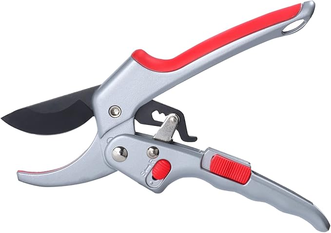 Garden clippers, premium Germany pruners, Work 3 times easier, professional ratchet pruning shears, cutting rose, flower, hedge, stem, tree, Sharp gardening scissors, Arthritis weak hand snips-PawvioPets