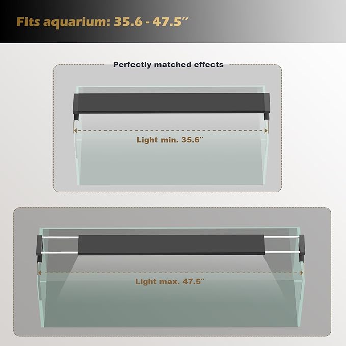 GLOWRIUM Smart Aquarium Light, Bluetooth + WiFi Dual Control Freshwater Fish Tank Light with App, Multi-preset Spectrum, Brightness Adjustable, Anti-Drop, Real Time Water Temperature Sensor (36-48 in)-PawvioPets