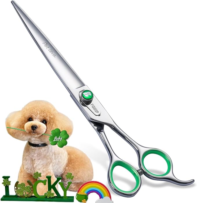 7'' Straight Dog Grooming Scissors Professional Grooming Shears for Dogs Cat Pet Japan 440C Stainless Steel Dog Cutting Scissors for Grooming Right Handed-PawvioPets