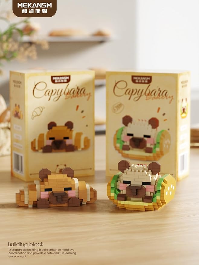 Gold Medal Baking Cute Capybara Baking Bread Series Mini Building Toy Kawaii Animals Set Micro Adorable Pet Buildings Small Bricks Gifts Toys-PawvioPets
