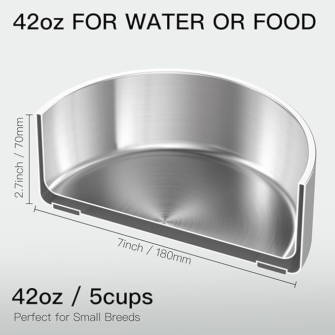 42oz Double Layer 304 Stainless Steel Dog Bowl - Insulated & Durable | Non-Slip Base | Easy to Clean | BPA-Free Safe Dog Food and Water Bowl-PawvioPets