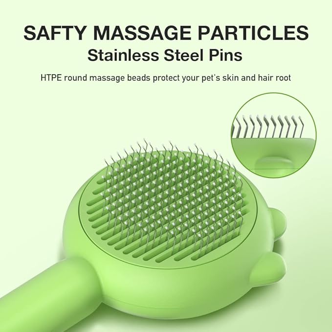 Dog Brush for Short or Long Haired Dogs, Frog Shape Dog Brush with Release Button, Dog Hair Brush Dog Grooming Deshedding Brush for Dog Kitten Rabbit Massage Removes Loose Fur-PawvioPets