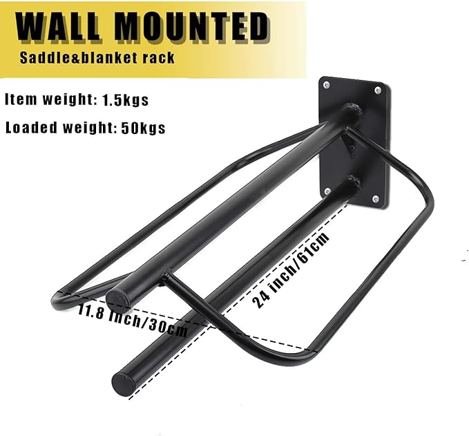 4 Pack Saddle Rack with Pad Bar,Heavy Duty Wall Mounted Saddle Stand Saddle Pad Rack for English Western Saddles Horses Blanket,Black-PawvioPets