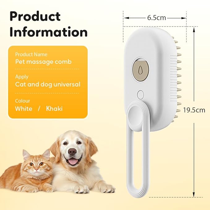 3-In-1 Rechargeable Steamy Cat Brush, Deep Cleaning & Hair Removal System with Rotating Handle, 360° Massage for Cats & Dogs (Mix)-PawvioPets