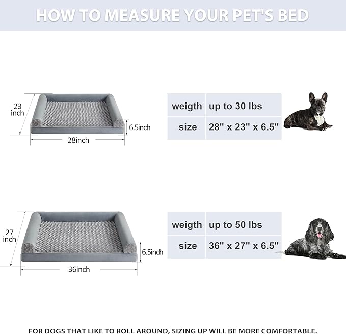BFPETHOME Dog Beds for Large Dogs, Orthopedic Dog Bed for Medium Large Dogs,Big Waterproof Couch Pet Bed with Removable Washable Cover-PawvioPets