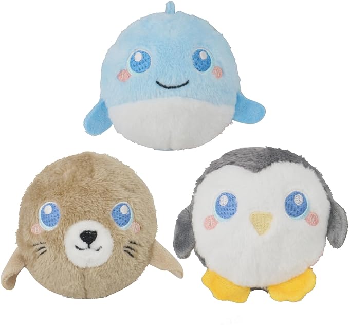 DKING 3Pack Squeaky Dog Balls,2 in1 Funny Puppy Ball Toys,Birthday Dog Toy for Small Medium Dogs (Ocean Ball)-PawvioPets