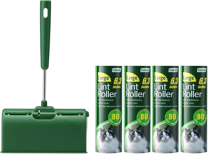 Fedicelly Large Lint Rollers Pet Hair Extra Sticky Furniture,Cat Dog Hair Remover Laundry Clothes Carpet,6.3 inches Wider with 320 Sheets Giant Lint Remover Brush for Couch-PawvioPets