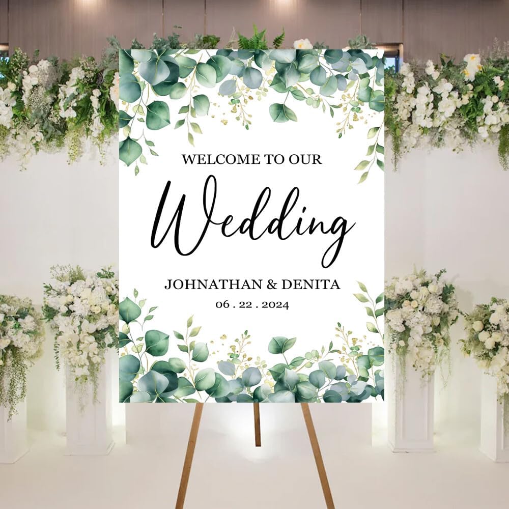 Welcome To Our Wedding Sign, Personalized Wedding Welcome Sign, Greenery Welcome Wedding Sign, Welcome to our Wedding Sign, Foam Board Sign, Wedding Event Party Welcome Sign