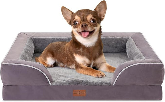 Comfort Expression Small Dog Beds Waterproof Orthopedic Foam Dog Sofa Beds for Small Dogs Comfy Pet Bed with Washable Removable Cover & Non-Slip Bottom(X-Small,Purple)-PawvioPets