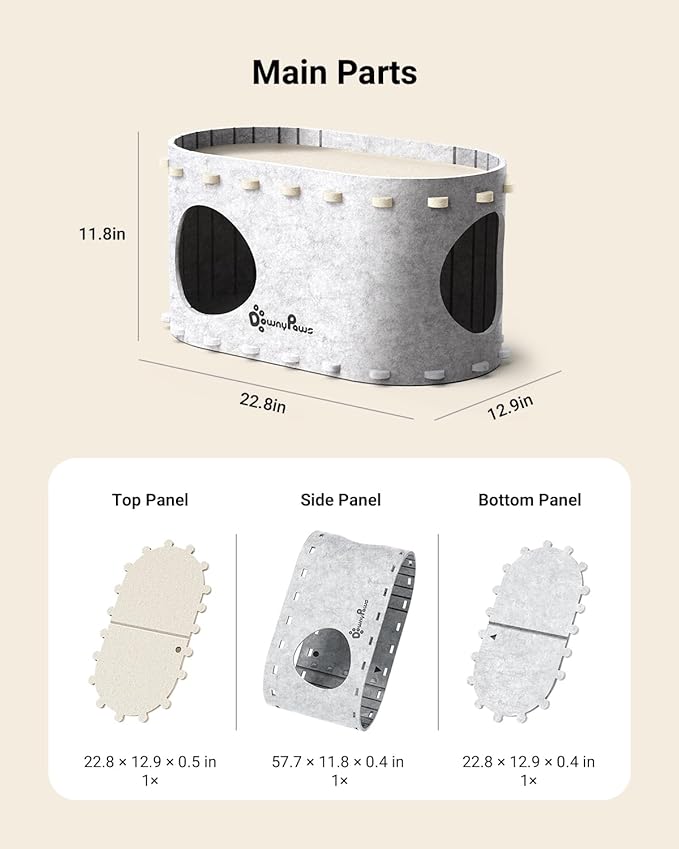 DownyPaws Cat House for Indoor Cats, Cat Bed Cave for Multiple & Large Cats Up to 22 Lbs, Scratch Resistant Peekaboo Cat Caves, Foldable Tunnel Enclosed Bed, PeekaPurr, Marble-PawvioPets