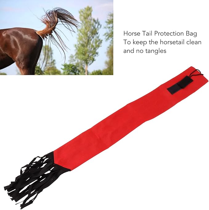 GLOGLOW Horse Tail Bag, Design Horse Tail Guard with Fringe for Keep Tail and Protected (Red)-PawvioPets