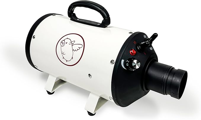 Flying Pig High Velocity Dog Pet Grooming Dryer w/Heater (Flying One, White w/Burgundy Logo)-PawvioPets
