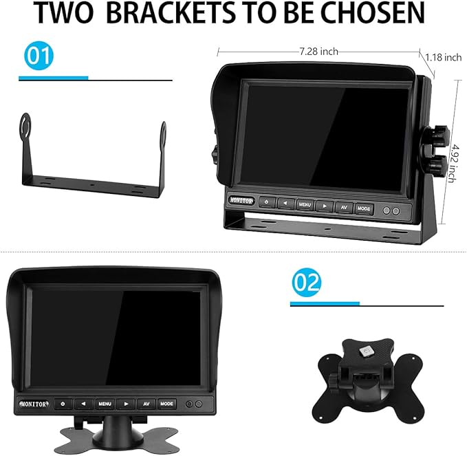 Backup Camera System Kit 7" LCD Reversing Monitor +Rear View Back Up Camera with 170 ° Wide Angle, Waterproof IP68, 18 Infrared Night Vision for Trucks/RV/Trailers/Bus/Vans/Box Truck-PawvioPets