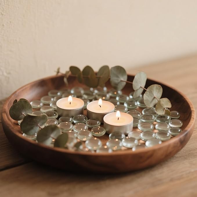 2.16LB Glass Beads Vase Filler Aquarium Gravel Decor Flat Glass Marbles Gems Pebbles Fish Tank Rocks Home Decorative Art Craft - Clear-PawvioPets