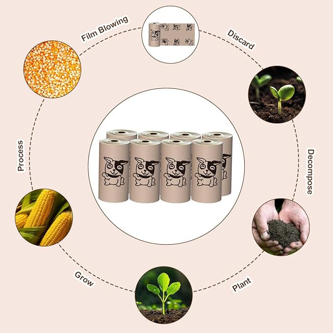 Coffee Dog Poo Bags Coffee scent - 120 Large Biodegradable Poop Bags, Extra Thicken Strong Corn Starch Blended Compostable Leak Proof Poop Waste Bag for Dogs-PawvioPets