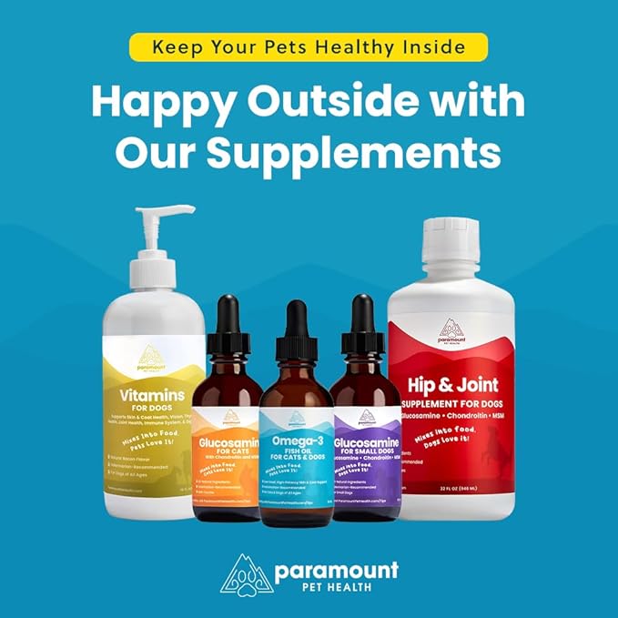 100% Natural Liquid Glucosamine Chondroitin with MSM for Cats, Hip & Joint Supplement for Senior Felines, Arthritis Support & Mobility Booster Glucosamine Drops, 2 Oz-PawvioPets