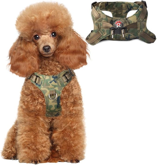 Dog Harness Step in Dog Vest Harness, Reflective Adjustable Puppy No Pull Harness Breathable Soft for Small and Medium Dogs Cats, Camo, XS-PawvioPets