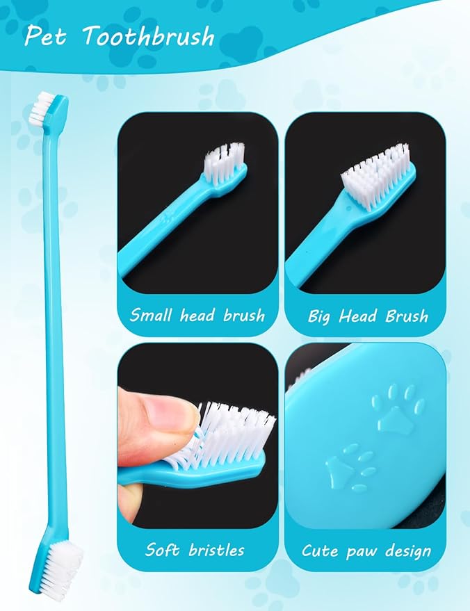 30 Pcs Pet Toothbrush Kit - Dual-Headed Toothbrush for Dogs & Cats - 10 Colors-PawvioPets