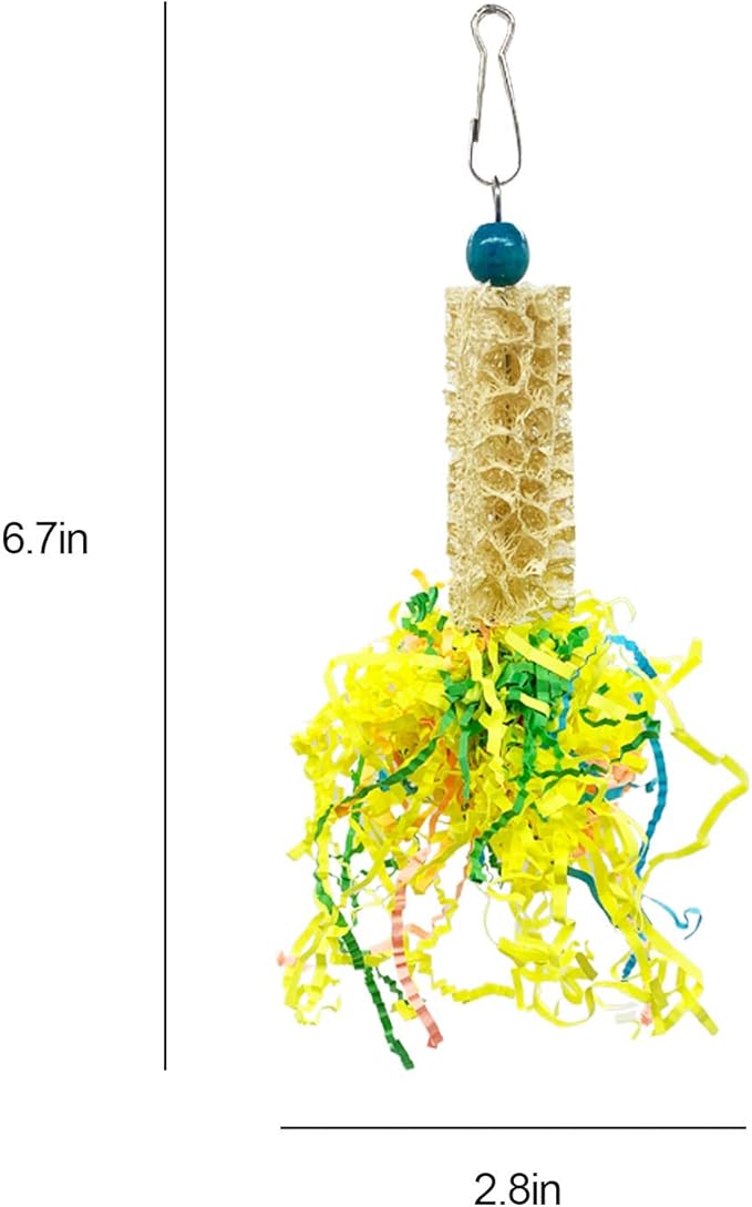 EBaokuup Bird Parrots Shredding Toys Parakeet Chewing Toys Bird Loofah Toys Parrot Cage Shredder Toys Bird Foraging Hanging Toys Bird Accessories for Parrots Lovebird Cockatiel Conure African Grey-PawvioPets