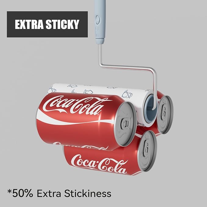 Extra Sticky Large Surface Lint Roller, 6.3'' Giant Lint Roller for Pet Hair, 360 Sheets/ 4 Refills, Long Handle Lint Remover for Clothes, Furniture (1 Roller + 360 Sheets)-PawvioPets