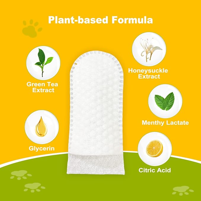 DR.EASY Breath Freshener Dental Finger Wipes 80ct for Dog & Cat, Help Wipe Away Plaque&Tartar, No Added Harsh Chemicals No Brush Formula-PawvioPets